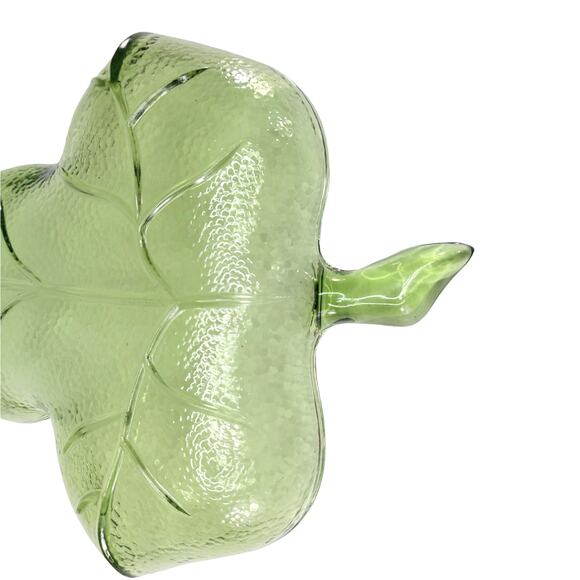 Hazel Atlas Avocado Green Glass Leaf Dish Trinket Jewelry Tray Snack Vintage - Picture 3 of 6
